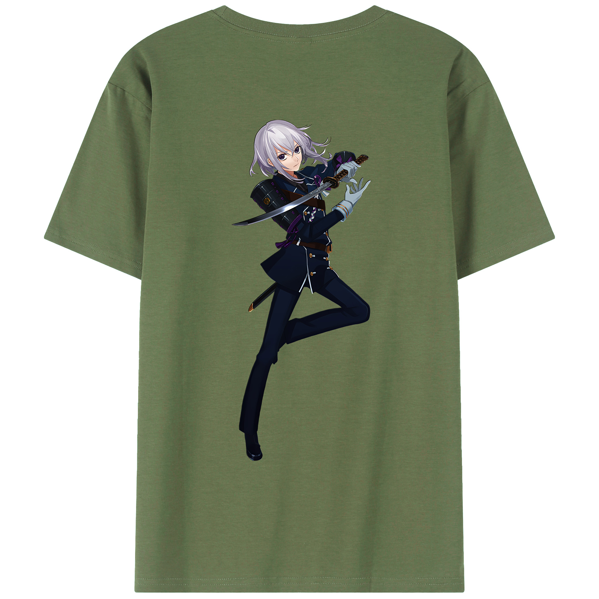 （画像用） 刀剣乱舞 Touken Ranbu 綿100％ メンズ半袖Tシャツ（バックプリント） 通気性